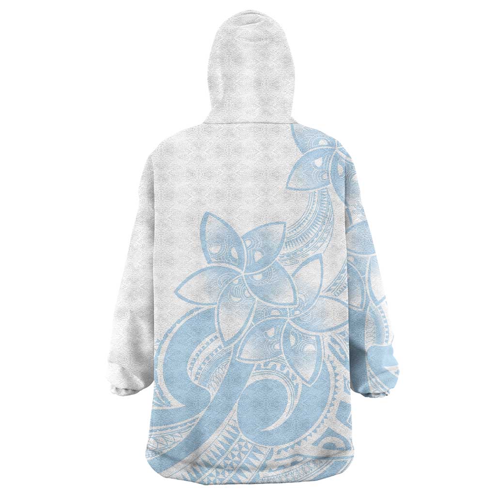Polynesian Tribal Plumeria Lotu Tamaiti Wearable Blanket Hoodie Pastel Sky Blue LT9 - Polynesian Pride