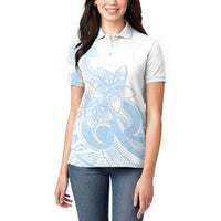 Polynesian Tribal Plumeria Lotu Tamaiti Women Polo Shirt Pastel Sky Blue - Polynesian Pride