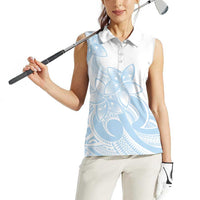 Polynesian Tribal Plumeria Lotu Tamaiti Women Sleeveless Polo Shirt Pastel Sky Blue LT9 - Polynesian Pride