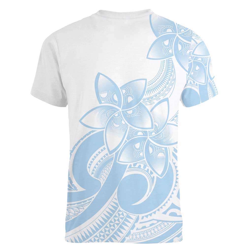 Polynesian Tribal Plumeria Lotu Tamaiti Women V-Neck T-Shirt Pastel Sky Blue LT9 - Polynesian Pride