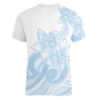 Polynesian Tribal Plumeria Lotu Tamaiti Women V-Neck T-Shirt Pastel Sky Blue LT9 - Polynesian Pride