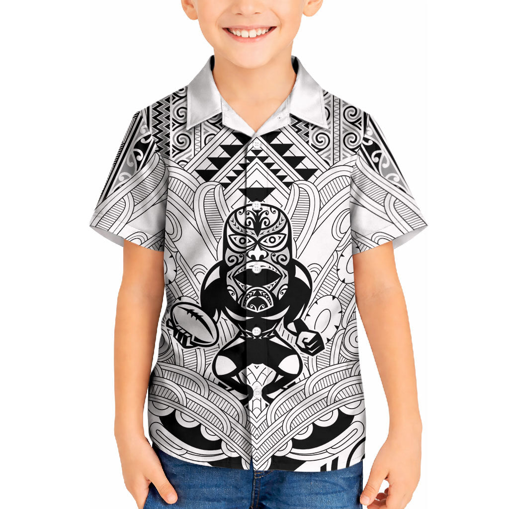 2026 Autumn Rugby Nations New Zealand Custom Kid Hawaiian Shirt White Kowhaiwhai Maori Tribal Taniko Motif LT9 Kid White - Polynesian Pride