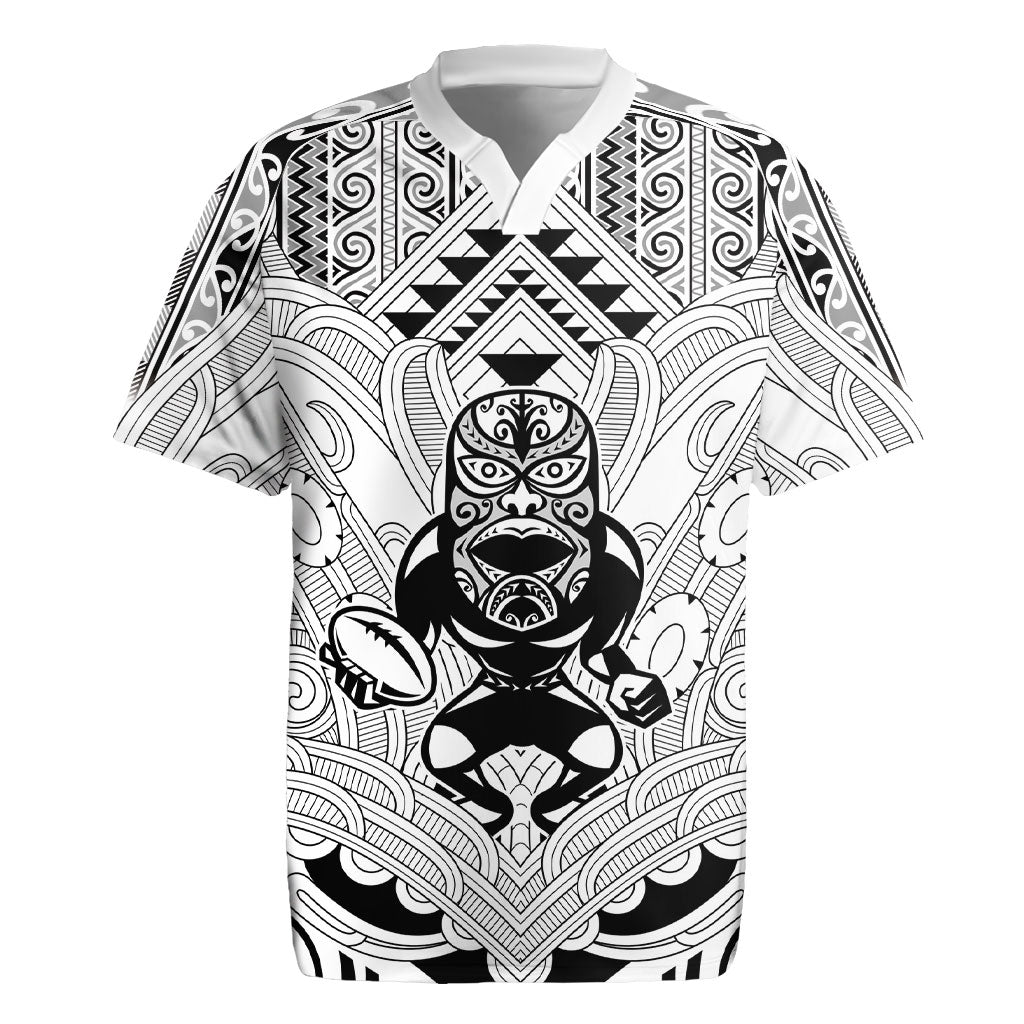 2026 Autumn Rugby Nations New Zealand Custom Rugby Jersey White Kowhaiwhai Maori Tribal Taniko Motif LT9 White - Polynesian Pride