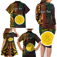 Personalised Shefa Day Family Matching Long Sleeve Bodycon Dress and Hawaiian Shirt Happy June 18 Vanuatu Province LT14 - Polynesian Pride