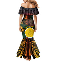 Personalised Shefa Day Family Matching Mermaid Dress and Hawaiian Shirt Happy June 18 Vanuatu Province LT14 - Polynesian Pride