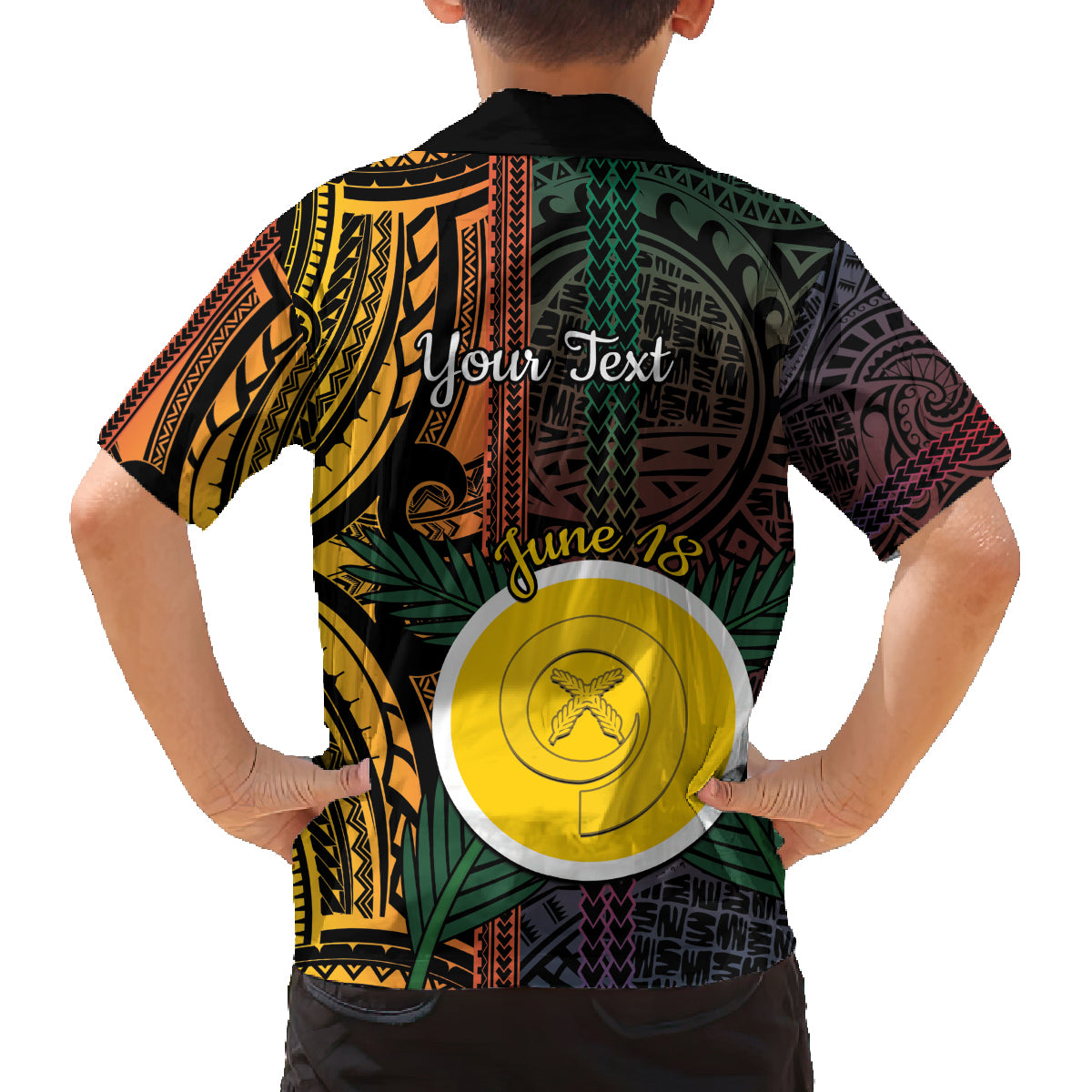 Personalised Shefa Day Family Matching Off Shoulder Maxi Dress and Hawaiian Shirt Happy June 18 Vanuatu Province LT14 - Polynesian Pride