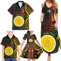 Personalised Shefa Day Family Matching Summer Maxi Dress and Hawaiian Shirt Happy June 18 Vanuatu Province LT14 - Polynesian Pride