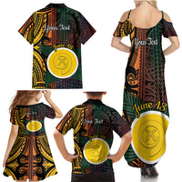 Personalised Shefa Day Family Matching Summer Maxi Dress and Hawaiian Shirt Happy June 18 Vanuatu Province LT14 - Polynesian Pride