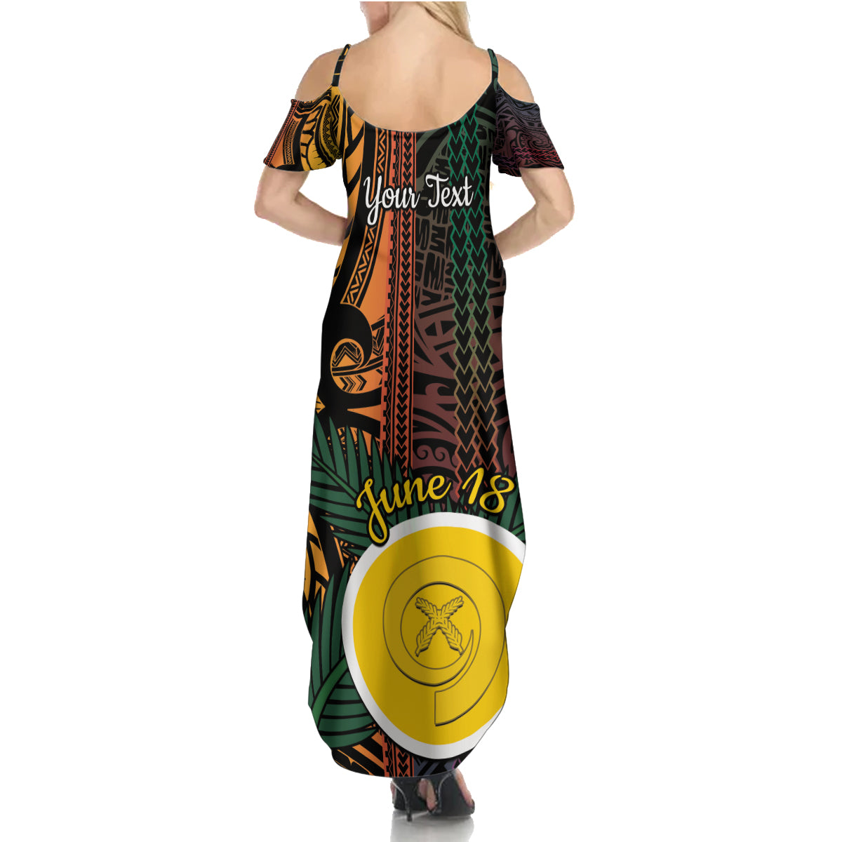 Personalised Shefa Day Family Matching Summer Maxi Dress and Hawaiian Shirt Happy June 18 Vanuatu Province LT14 - Polynesian Pride