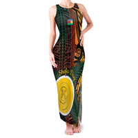 Personalised Shefa Day Family Matching Tank Maxi Dress and Hawaiian Shirt Happy June 18 Vanuatu Province LT14 Mom's Dress Black - Polynesian Pride