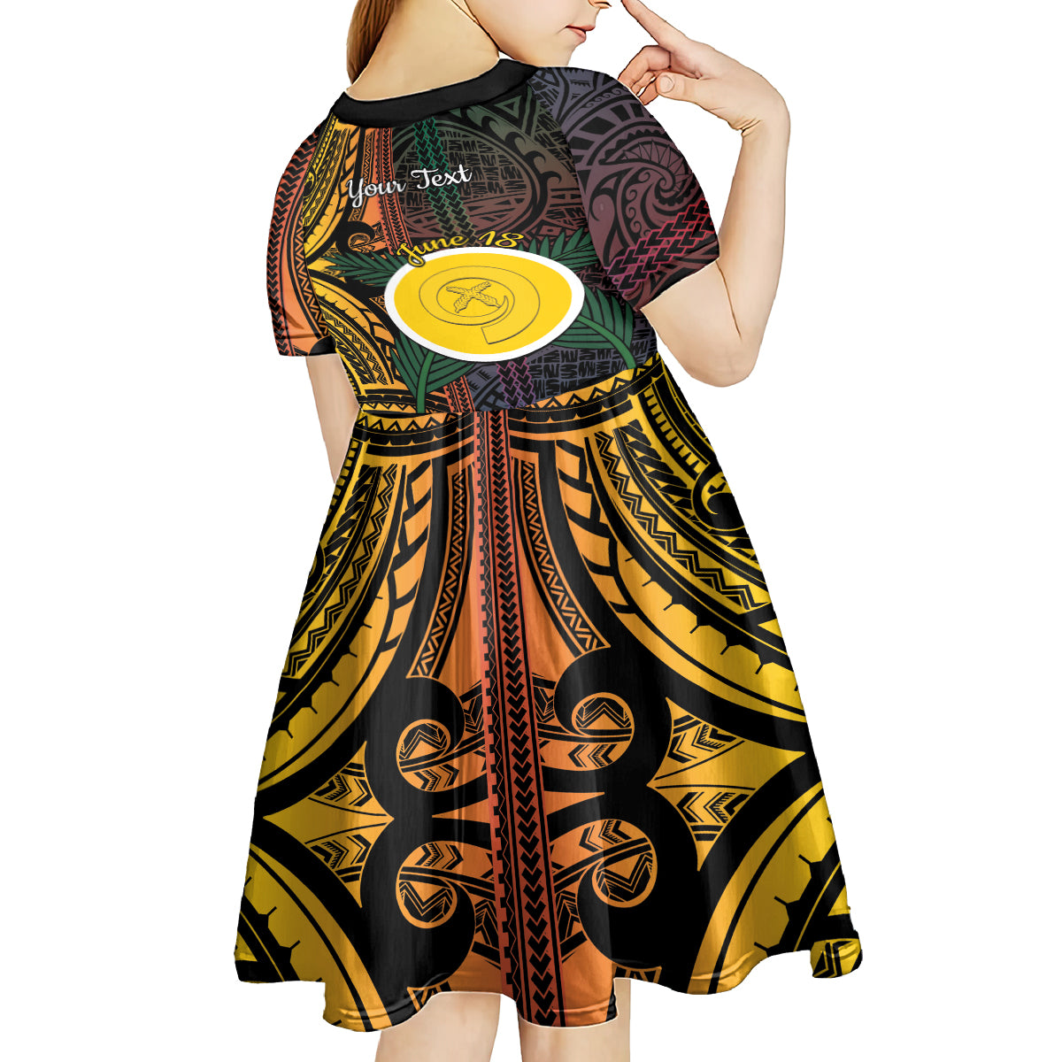 Personalised Shefa Day Kid Short Sleeve Dress Happy June 18 Vanuatu Province