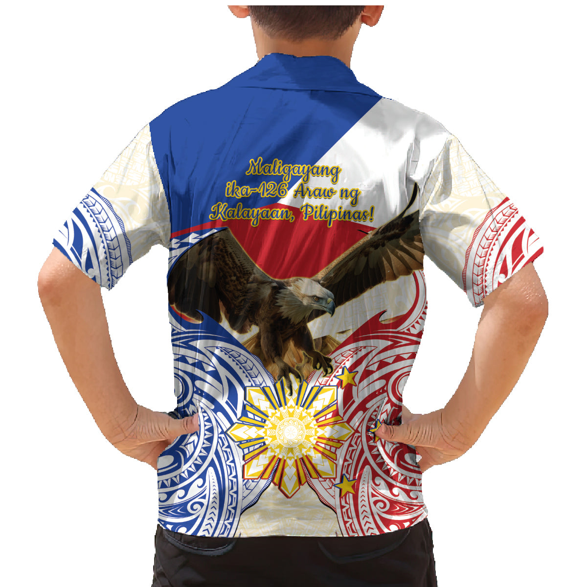 Philippines Independence Day Family Matching Mermaid Dress and Hawaiian Shirt Pilipinas Eagle 126th Anniversary LT14 - Polynesian Pride