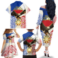Philippines Independence Day Family Matching Off The Shoulder Long Sleeve Dress and Hawaiian Shirt Pilipinas Eagle 126th Anniversary LT14 - Polynesian Pride