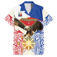Philippines Independence Day Family Matching Off The Shoulder Long Sleeve Dress and Hawaiian Shirt Pilipinas Eagle 126th Anniversary LT14 Dad's Shirt - Short Sleeve Blue - Polynesian Pride