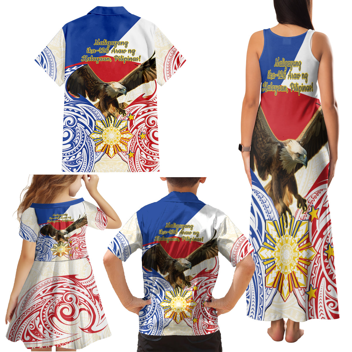 Philippines Independence Day Family Matching Tank Maxi Dress and Hawaiian Shirt Pilipinas Eagle 126th Anniversary LT14 - Polynesian Pride