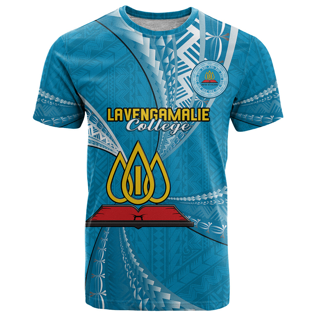 Custom Tonga Lavengamalie College T Shirt Tongan Ngatu Pattern LT14 Blue - Polynesian Pride