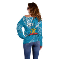 Personalised Tonga Lavengamalie College Off Shoulder Sweater Class Of Year Tongan Ngatu Pattern LT14 - Polynesian Pride