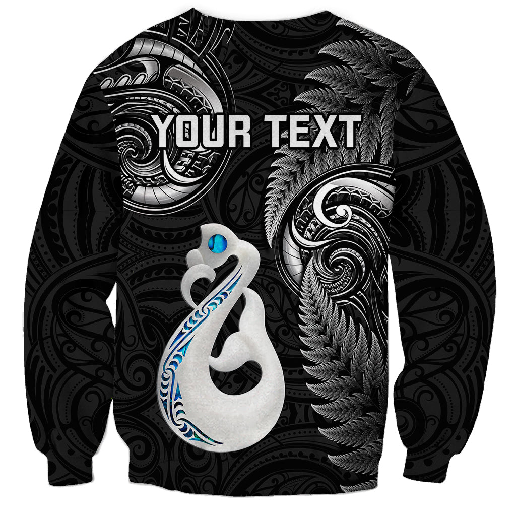 Personalised New Zealand Sweatshirt Aotearoa Silver Fern With Manaia Maori Unique Black LT14 - Polynesian Pride