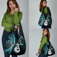 Turquoise New Zealand Grocery Bag Aotearoa Silver Fern With Manaia Maori LT14 - Polynesian Pride