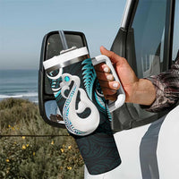 New Zealand Tumbler With Handle Aotearoa Silver Fern With Manaia Maori Unique Turquoise LT14 - Polynesian Pride