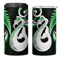 New Zealand 4 in 1 Can Cooler Tumbler Aotearoa Silver Fern With Manaia Maori Unique Green LT14 One Size: 16 oz Green - Polynesian Pride