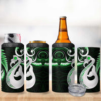 New Zealand 4 in 1 Can Cooler Tumbler Aotearoa Silver Fern With Manaia Maori Unique Green LT14 - Polynesian Pride