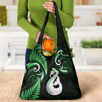 Green New Zealand Grocery Bag Aotearoa Silver Fern With Manaia Maori LT14 - Polynesian Pride
