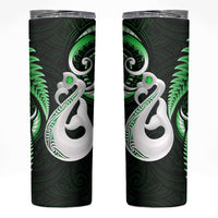 New Zealand Skinny Tumbler Aotearoa Silver Fern With Manaia Maori Unique Green LT14 Green - Polynesian Pride