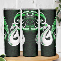 New Zealand Skinny Tumbler Aotearoa Silver Fern With Manaia Maori Unique Green LT14 - Polynesian Pride