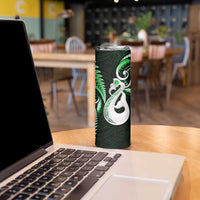 New Zealand Skinny Tumbler Aotearoa Silver Fern With Manaia Maori Unique Green LT14 - Polynesian Pride