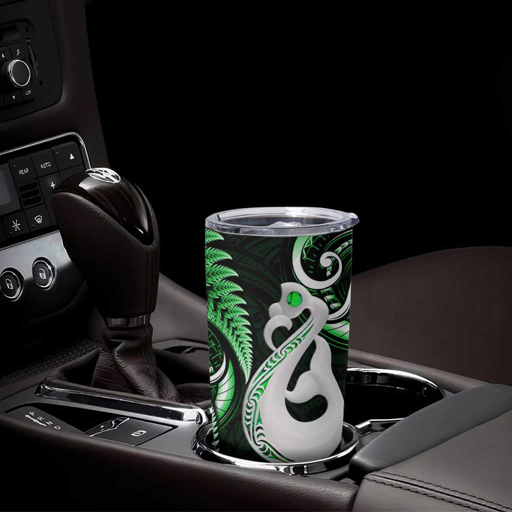 New Zealand Tumbler Cup Aotearoa Silver Fern With Manaia Maori Unique Green LT14 - Polynesian Pride