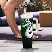 New Zealand Tumbler With Handle Aotearoa Silver Fern With Manaia Maori Unique Green LT14 - Polynesian Pride