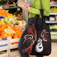 Red New Zealand Grocery Bag Aotearoa Silver Fern With Manaia Maori