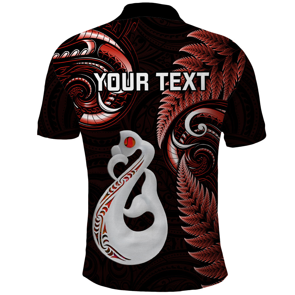 Custom New Zealand Polo Shirt Aotearoa Silver Fern With Manaia Maori Unique Red LT14 - Polynesian Pride