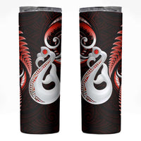 New Zealand Skinny Tumbler Aotearoa Silver Fern With Manaia Maori Unique Red LT14 Red - Polynesian Pride