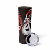 New Zealand Skinny Tumbler Aotearoa Silver Fern With Manaia Maori Unique Red LT14 - Polynesian Pride