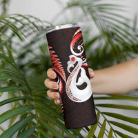 New Zealand Skinny Tumbler Aotearoa Silver Fern With Manaia Maori Unique Red LT14 - Polynesian Pride