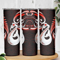 New Zealand Skinny Tumbler Aotearoa Silver Fern With Manaia Maori Unique Red LT14 - Polynesian Pride