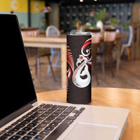 New Zealand Skinny Tumbler Aotearoa Silver Fern With Manaia Maori Unique Red LT14 - Polynesian Pride