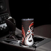 New Zealand Skinny Tumbler Aotearoa Silver Fern With Manaia Maori Unique Red LT14 - Polynesian Pride