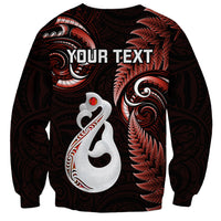 Personalised New Zealand Sweatshirt Aotearoa Silver Fern With Manaia Maori Unique Red LT14 - Polynesian Pride