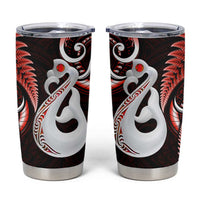 New Zealand Tumbler Cup Aotearoa Silver Fern With Manaia Maori Unique Red LT14 Red - Polynesian Pride