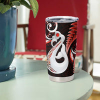 New Zealand Tumbler Cup Aotearoa Silver Fern With Manaia Maori Unique Red LT14 - Polynesian Pride