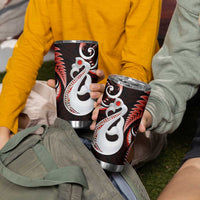 New Zealand Tumbler Cup Aotearoa Silver Fern With Manaia Maori Unique Red LT14 - Polynesian Pride