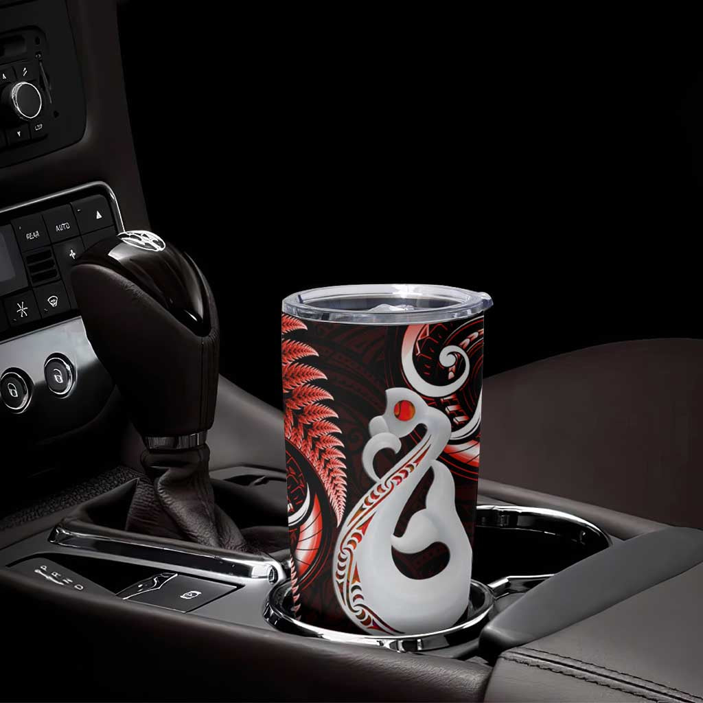 New Zealand Tumbler Cup Aotearoa Silver Fern With Manaia Maori Unique Red LT14 - Polynesian Pride