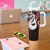 New Zealand Tumbler With Handle Aotearoa Silver Fern With Manaia Maori Unique Red LT14 - Polynesian Pride