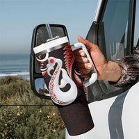 New Zealand Tumbler With Handle Aotearoa Silver Fern With Manaia Maori Unique Red LT14 - Polynesian Pride