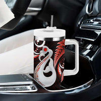 New Zealand Tumbler With Handle Aotearoa Silver Fern With Manaia Maori Unique Red LT14 - Polynesian Pride