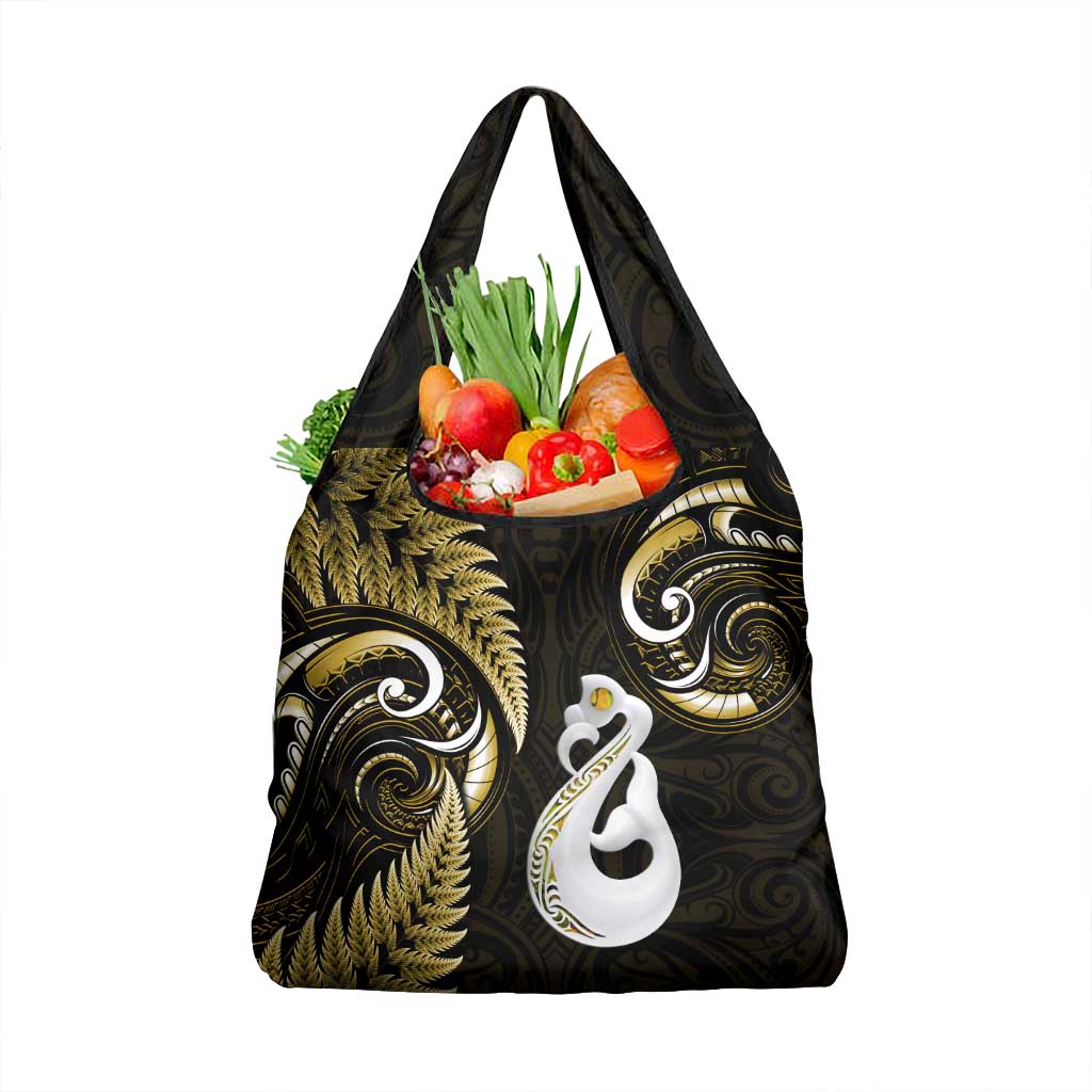 Gold New Zealand Grocery Bag Aotearoa Silver Fern With Manaia Maori LT14 1-pack One Size Gold - Polynesian Pride