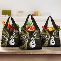 Gold New Zealand Grocery Bag Aotearoa Silver Fern With Manaia Maori LT14 3-pack One Size Gold - Polynesian Pride